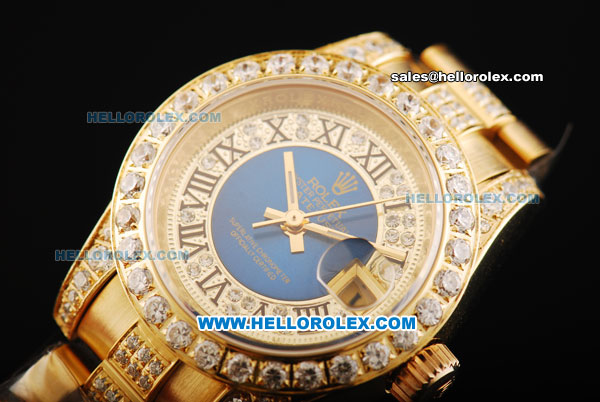 Rolex Datejust Swiss ETA 2671 Automatic Movement Full Gold with Diamond Bezel and Roman Numerals - Lady Size - Click Image to Close
